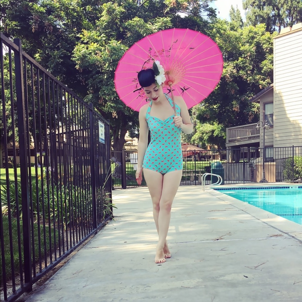 Retro Watermelon Print Suit (Red Dolly Swimwear)